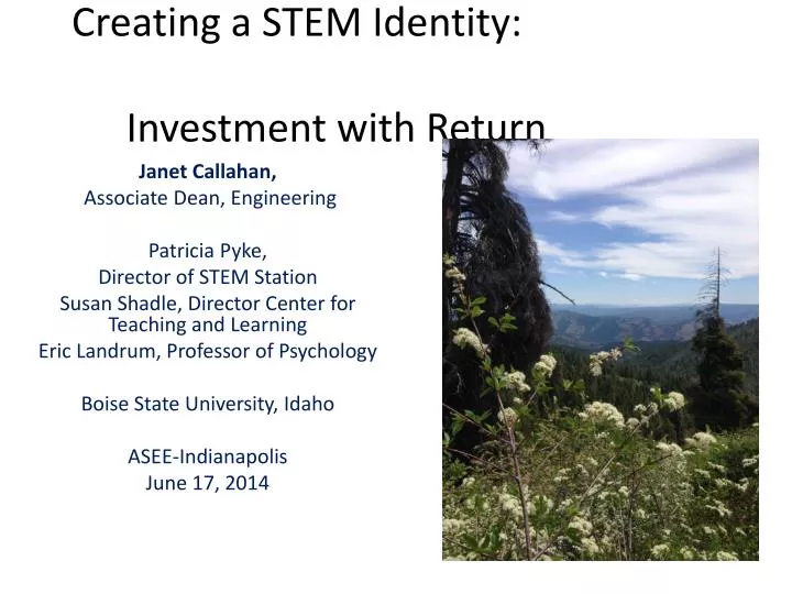 creating a stem identity investment with return