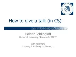 How to give a talk (in CS)