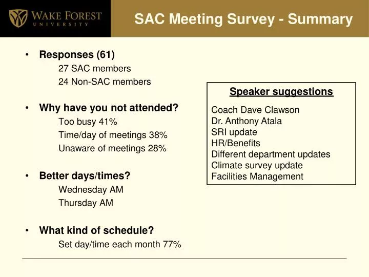 sac meeting survey summary