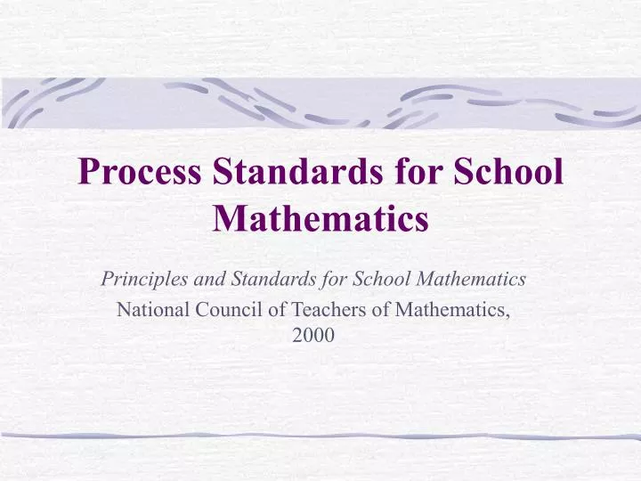 process standards for school mathematics
