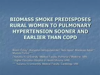 BIOMASS SMOKE PREDISPOSES RURAL WOMEN TO PULMONARY HYPERTENSION SOONER AND EARLIER THAN COPD