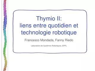 thymio ii liens entre quotidien et technologie robotique
