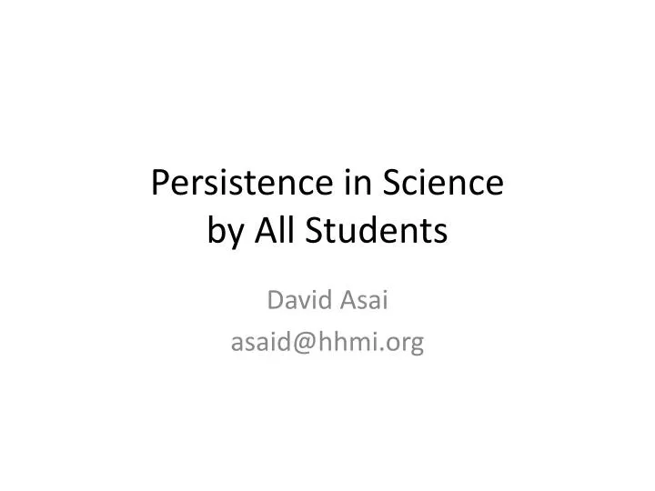 persistence in science by all students