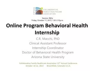 online program behavioral health internship