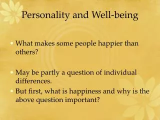 Personality and Well-being
