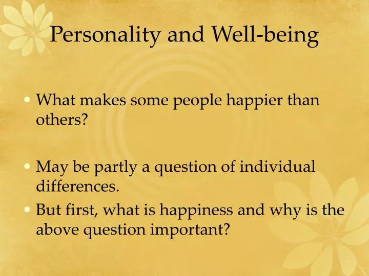 personality and well being