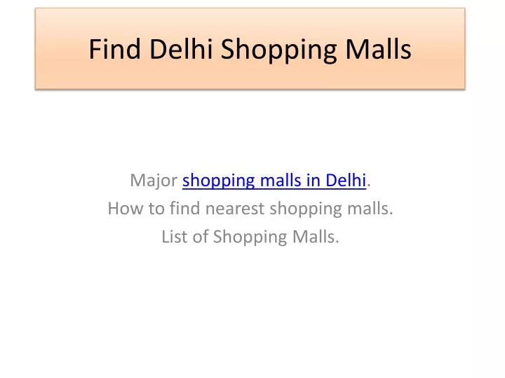 find delhi shopping malls