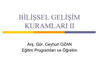 b l sel gel m kuramlari ii