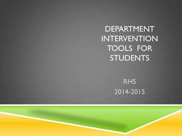 department intervention tools for students