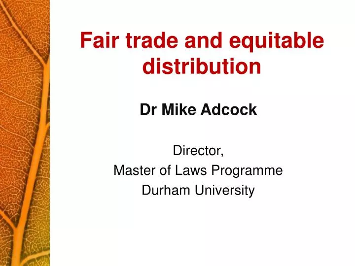 fair trade and equitable distribution