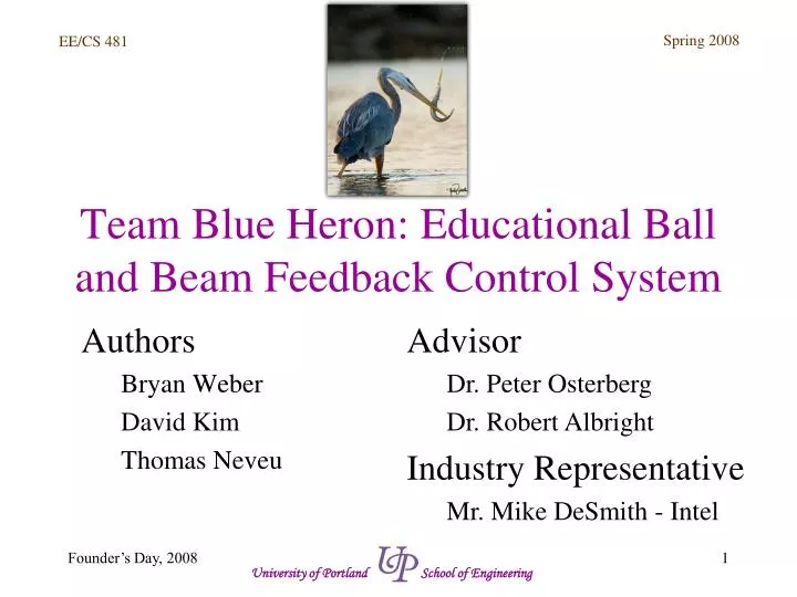 team blue heron educational ball and beam feedback control system