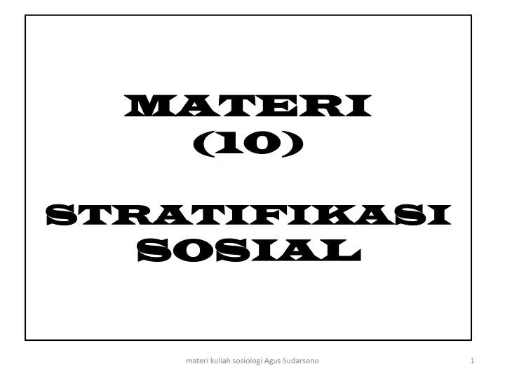 materi 10 stratifikasi sosial