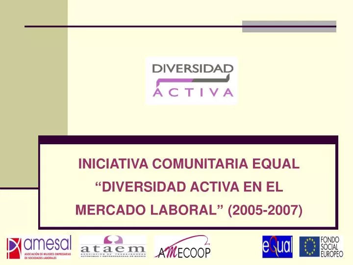 iniciativa comunitaria equal diversidad activa en el mercado laboral 2005 2007