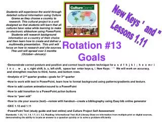 Rotation #13 Goals