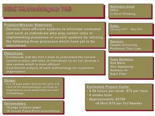 SDLC Methodologies : TBD