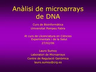 an lisi de microarrays de dna