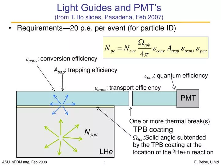 light guides and pmt s from t ito slides pasadena feb 2007