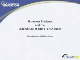 Homeless Students and the Expenditure of Title I Part A Funds