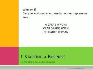 1 Starting a Business