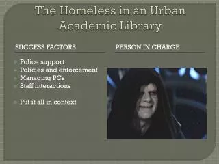 The Homeless in an Urban Academic Library