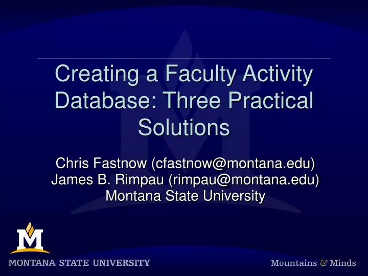 creating a faculty activity database three practical solutions