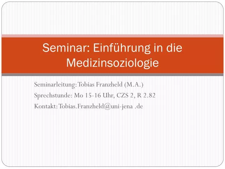 seminar einf hrung in die medizinsoziologie