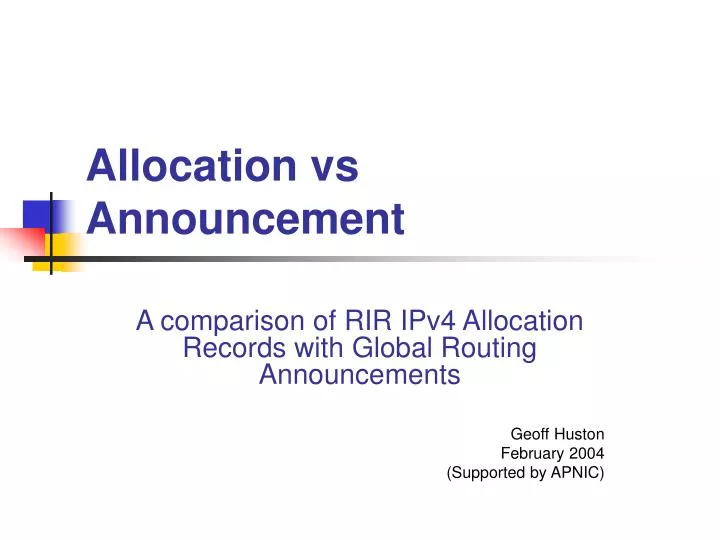 allocation vs announcement
