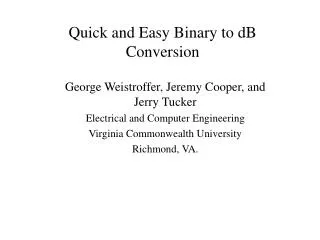 Quick and Easy Binary to dB Conversion