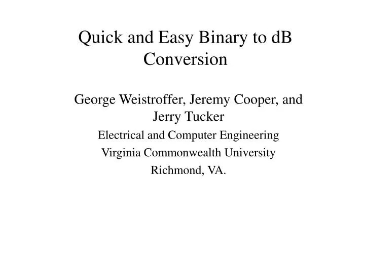 quick and easy binary to db conversion