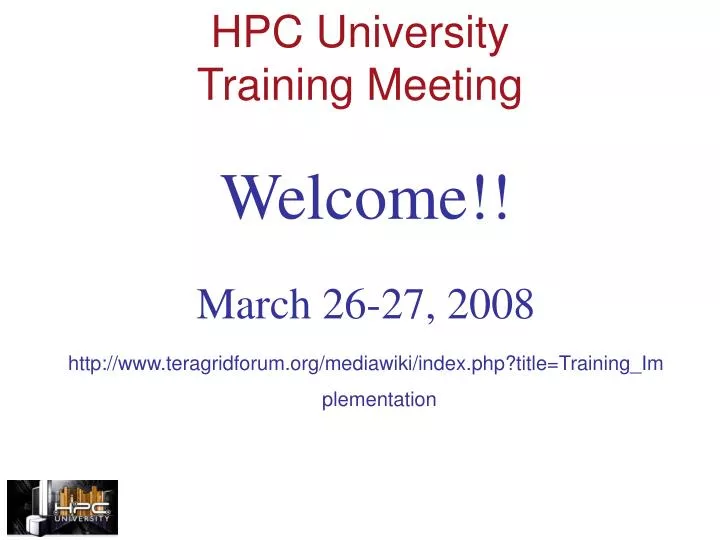 hpc university training meeting