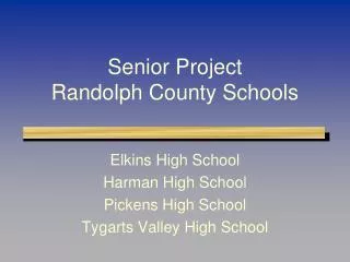 Senior Project Randolph County Schools