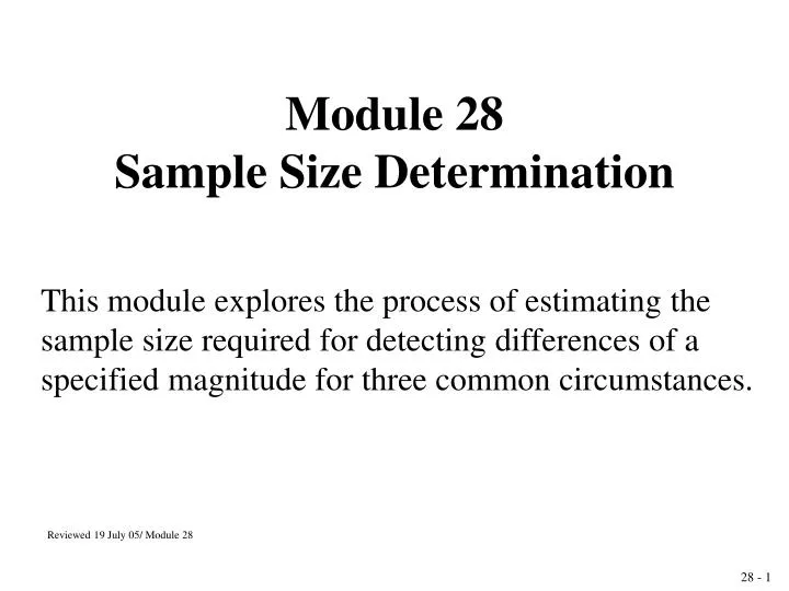 module 28 sample size determination