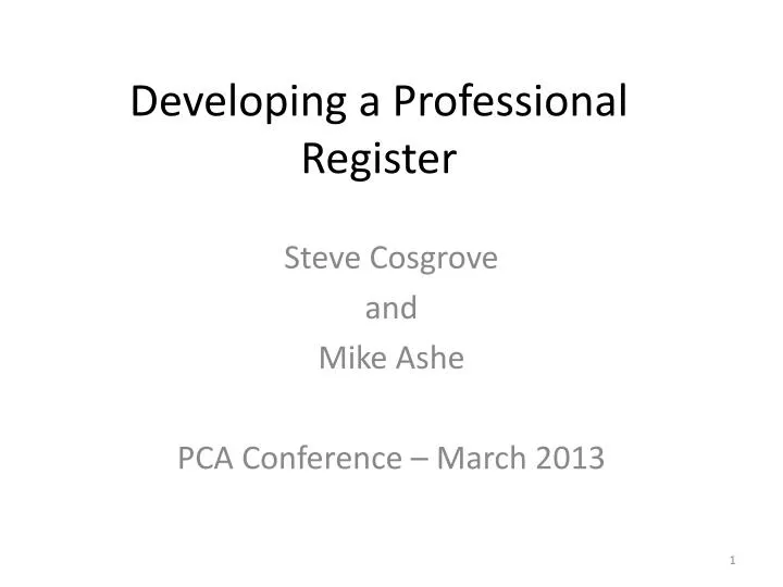 developing a professional register