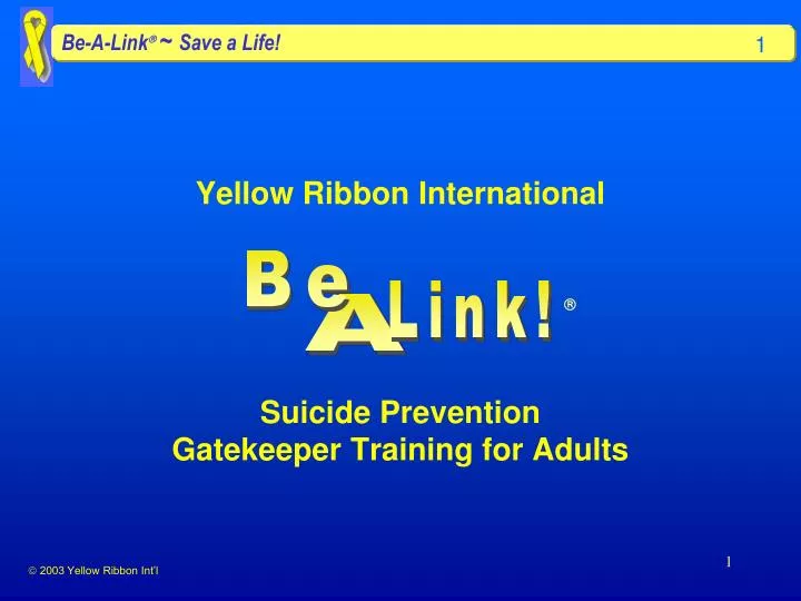 yellow ribbon international suicide prevention gatekeeper training for adults