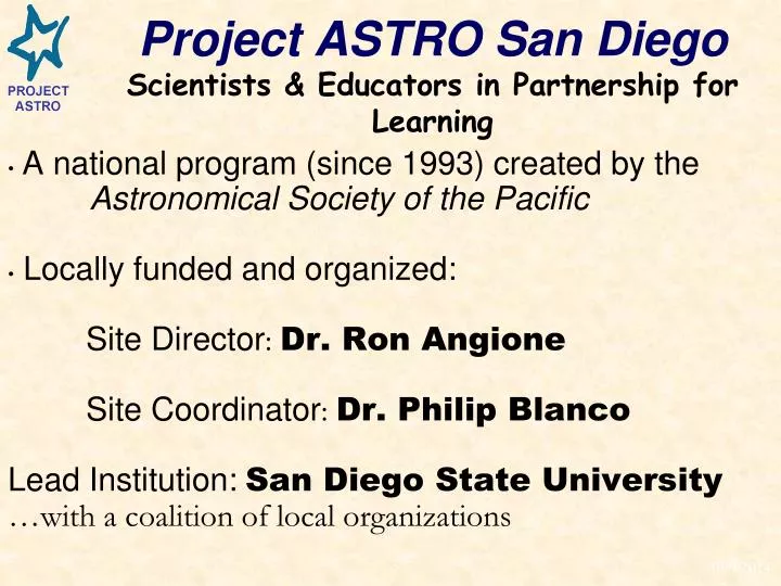 project astro san diego scientists educators in partnership for learning