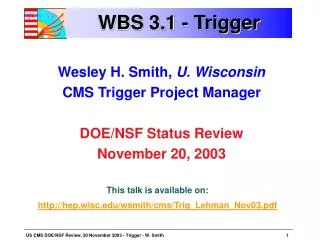 WBS 3.1 - Trigger