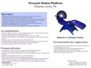 Personal Motion Platform Flogiston, Austin, TX
