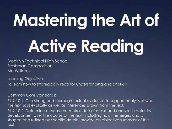 mastering the art of active reading