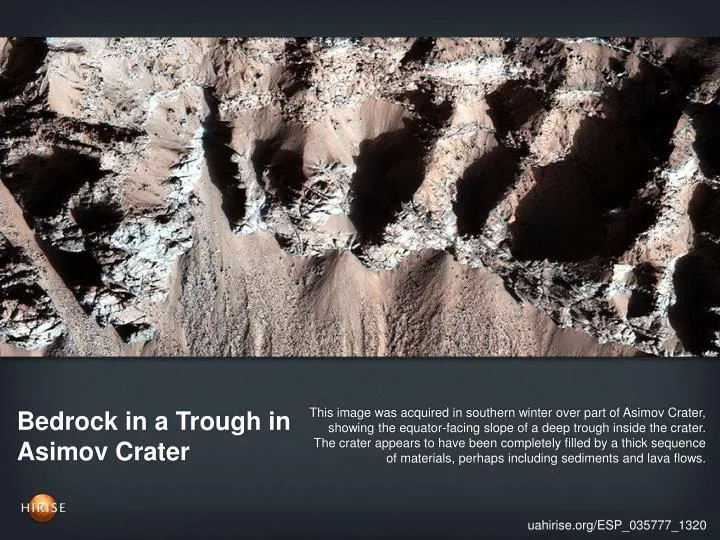 bedrock in a trough in asimov crater