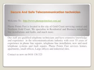 Secure And Safe Telecommunication technician