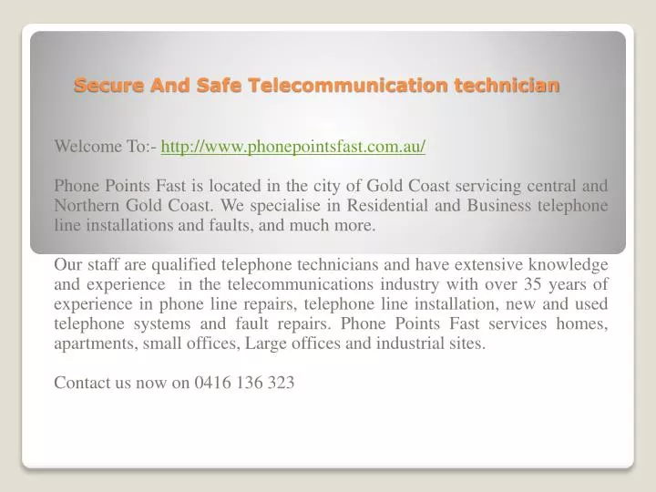secure and safe telecommunication technician