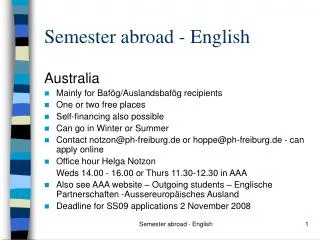 Semester abroad - English