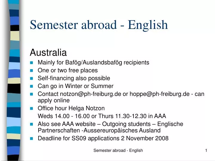 semester abroad english