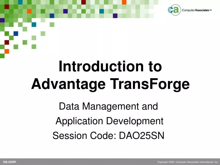 introduction to advantage transforge