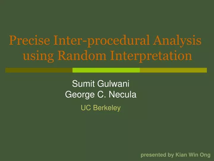 precise inter procedural analysis