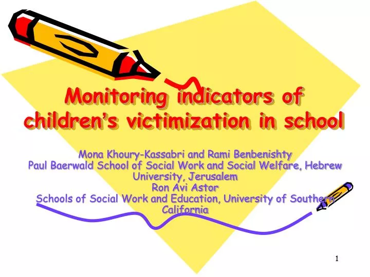 monitoring indicators of children s victimization in school