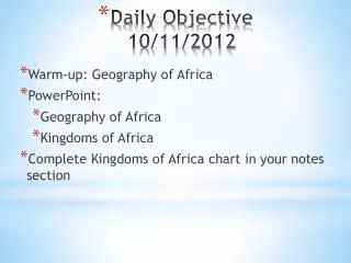 Daily Objective 10/11/2012