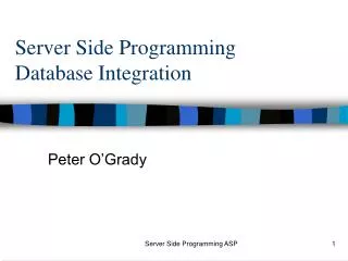 Server Side Programming Database Integration