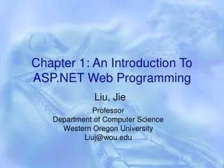 Chapter 1: An Introduction To ASP.NET Web Programming