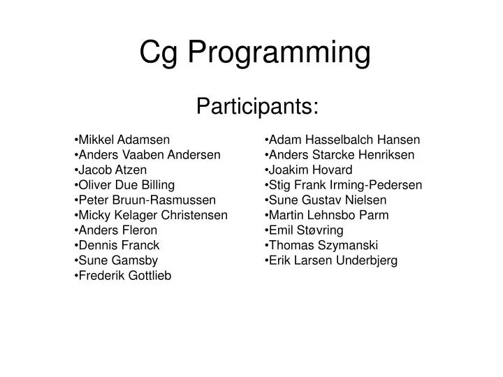 cg programming